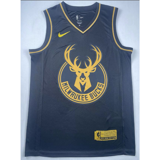 hot pressed nba Milwaukee Bucks No. 34 Antetokounmpo black golden basketball jersey