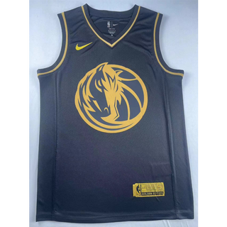 hot pressed nba Dallas Mavericks No. 77 Doncic black golden basketball jersey