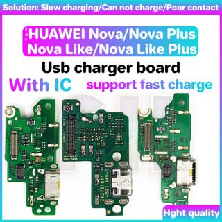 บอร์ดพอร์ตชาร์จ USB สําหรับ HUAWEI HW Nova Lite Plus พร้อมไมโครโฟน IC พอร์ต USB สายเคเบิลเฟล็กซ์ ปลั๊กโทรศัพท์ สายเคเบิลข้อมูล อินเตอร์เฟซการสื่อสารสัญญาณ