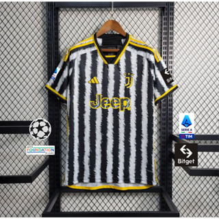 เสื้อกีฬาแขนสั้น ลายทีมชาติฟุตบอล Juventus 23 24 ไซซ์ S - 4XL ชุดเหย้า