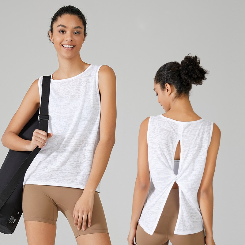 L.CIRCLEเสื้อกล้ามโยคะแขนกุดลําลอง Twist Back เสื้อกล้ามกีฬาแห้งเร็ว