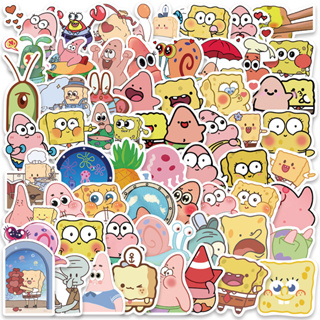 สติกเกอร์ ลายการ์ตูน SpongeBob SquarePants กันน้ํา สําหรับติดตกแต่งหมวกกันน็อค 60 ชิ้น