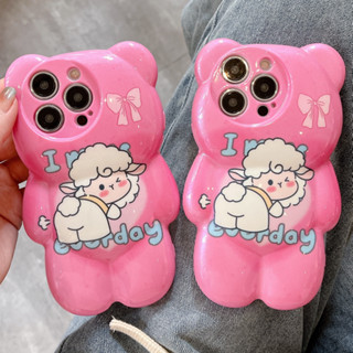 เคสโทรศัพท์มือถือ ลายหมี แกะ สามมิติ สําหรับ iPhone 14ProMax 13 iPhone11 12 ProMax XR XS Max