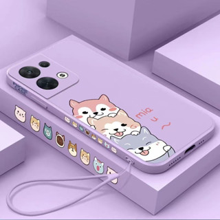 เคส Samsung A24 4G M54 5G A54 5G A34 5G A04E M04 F04 A13 4G F13 4G M13 4G Straight Edge 90 องศาการ์ตูน Shiba Inu เคสโทรศัพท์มือถือ