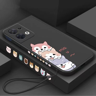 เคส Infinix Hot 30 Hot 30i Hot 30 Play Note 30i Smart 7 Plus Smart 7 Smart 7 HD Straight Edge 90 องศาการ์ตูน Shiba Inu เคสโทรศัพท์มือถือ