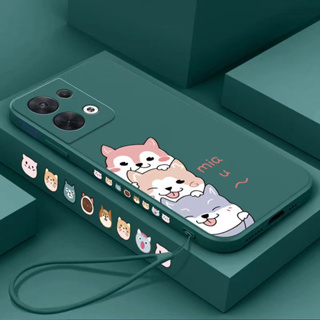 เคส Redmi Note 12S 4G Note 12 Pro 4G Note 12 Pro 5G Note 12 4G Note 12 5G Note 12 Turbo Straight Edge 90 องศาการ์ตูน Shiba Inu เคสโทรศัพท์มือถือ