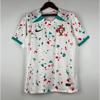 เสื้อกีฬาแขนสั้น ลายทีมชาติฟุตบอล Portugal Away 23 24 ชุดเยือน สีขาว สําหรับผู้ชาย