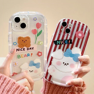 เคสโทรศัพท์ซิลิโคน TPU ใส แบบนิ่ม ลายกระต่ายน่ารัก กันกระแทก สําหรับ IPhone 11 13 14 12 Pro 7 8 Plus XS Max X XR