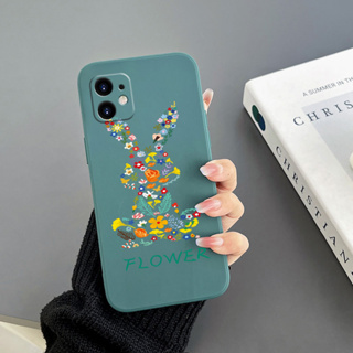 เคสโทรศัพท์มือถือ Tpu ขอบตรง ลายกระต่าย สําหรับ iPhone 11 11 pro 11 pro max 12 12 pro 12 pro max