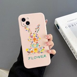 เคสโทรศัพท์มือถือ Tpu ขอบตรง ลายกระต่าย สําหรับ iPhone 13 iPhone 13 pro iPhone 13 pro max iPhone 13 Mini iPhone 14 iPhone 14 plus