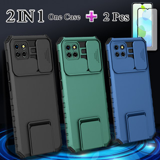 2 IN 1 สําหรับ Infinix Smart 6 HD เคสโทรศัพท์แบบแข็ง ผลัก หน้าต่าง ป้องกันกล้อง ขาตั้ง กันกระแทก