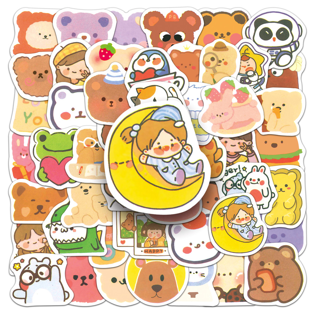 100ชิ้นน่ารักหมีกระต่ายการ์ตูนแฟชั่นการ์ตูนกันน้ําการ์ตูนสติ๊กเกอร์หมวกกันน็อคถ้วยน้ํากันน้ํารูปลอกสติ๊กเกอร์