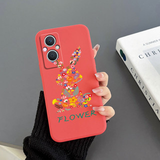 เคสโทรศัพท์มือถือ Tpu ขอบตรง ลายกระต่าย สําหรับ Oppo A96 A36 4G A36 A76 A16K A16E A16 A52