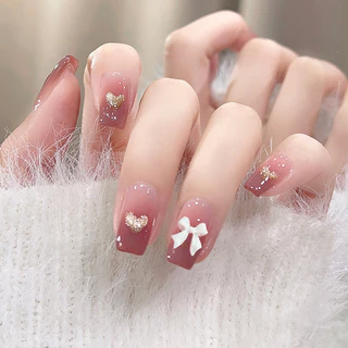 【มาใหม่】เล็บปลอม พร้อมกาว ใช้ซ้ําได้ 24 ชิ้น