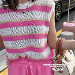 เสื้อแขนกุด แฟชั่นลายวินเทจ (FR4516581)