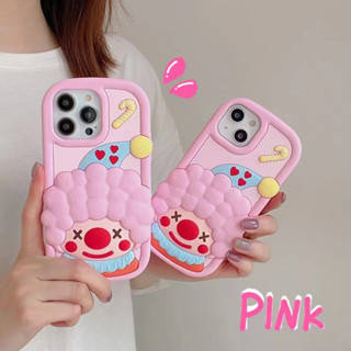 ใหม่ เคสโทรศัพท์มือถือ ซิลิโคนนิ่ม ลายตัวตลก สามมิติ สีชมพู สร้างสรรค์ สําหรับ iPhone14 13 12 11 Pro MAX XX