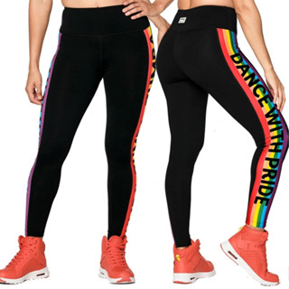 มาใหม่ กางเกงเลกกิ้งขายาว เอวสูง ลาย Zumba สีดํา Z1B00 0478