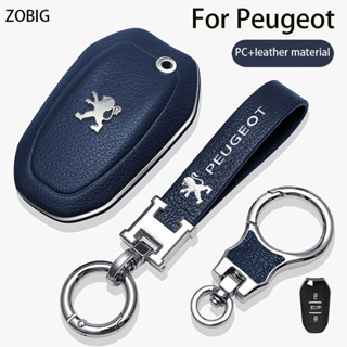 Zobig เคสกุญแจรีโมทรถยนต์หนัง พร้อมพวงกุญแจ สําหรับ Peugeot 207 3008 208 308 2008 307 508