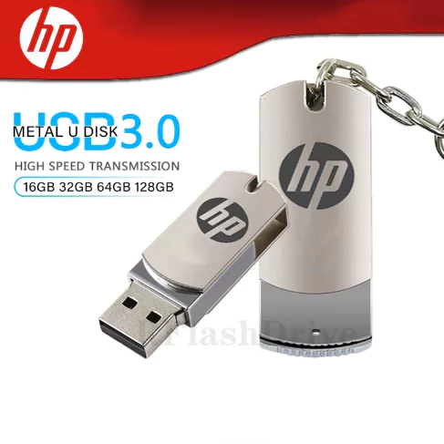 Hp แฟลชไดรฟ์ปากกา USB 3.0 โลหะ ความเร็วสูง 1GB 2GB 4GB 8GB 16GB 32GB 64GB 128GB 2TB พร้อมพวงกุญแจ