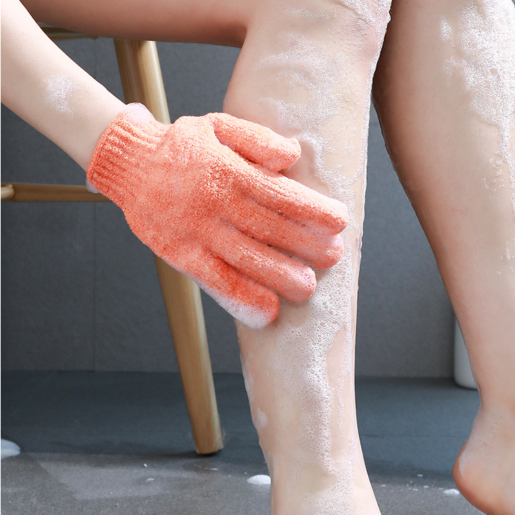 ถุงมือผ้าขนหนู แบบห้านิ้ว สําหรับอาบน้ํา ขัดผิว