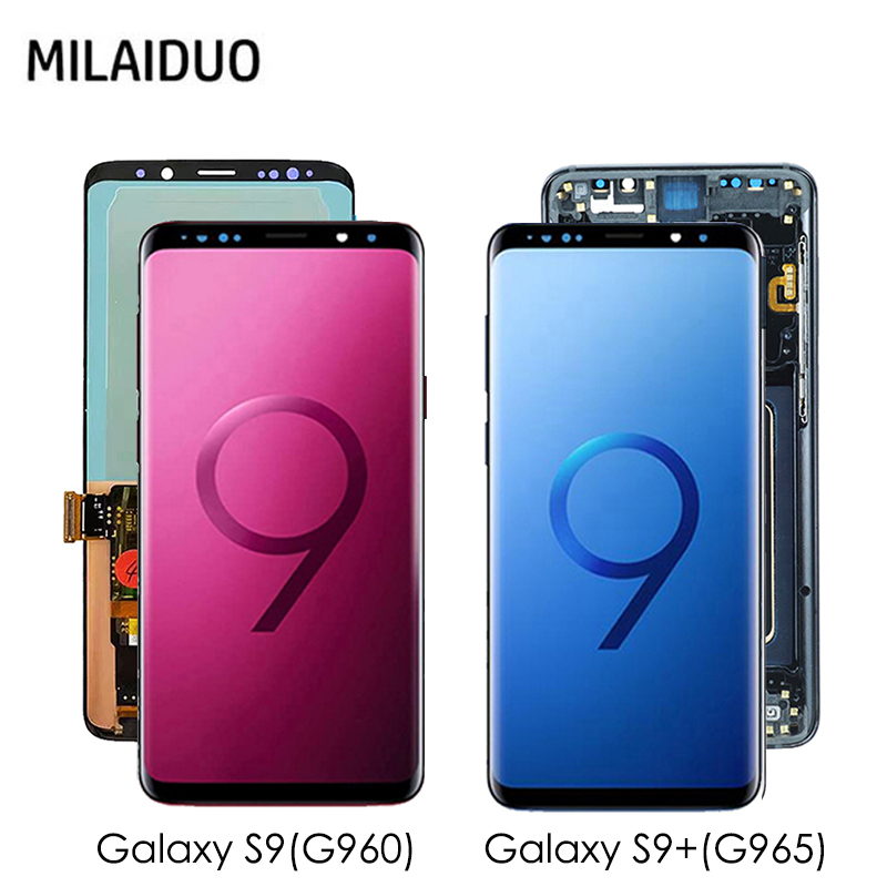 อะไหล่หน้าจอสัมผัสดิจิทัล LCD AMOLED ของแท้ แบบเปลี่ยน พร้อมฝาครอบด้านหลัง สําหรับ SAMSUNG Galaxy S9 G960 LCD Display S9+ S9 Plus G965
