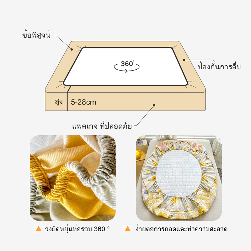 ผ้ารองกันเปื้อนที่นอน ใยนุ่ม กันไรฝุ่น เชื้อรา 3.5 ฟุต/5 ฟุต/6 ฟุต thumbnail 7