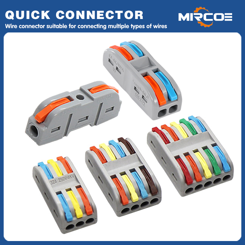 MIRCOE 32A ตัวเชื่อมต่อสายไฟแบบปลดเร็ว ตัวเชื่อมต่อสายไฟสากล บล็อกเทอร์มินอลขนาดเล็ก 1 เข้ากับ 1 ออก, 2 เข้ากับ 2 ออก, 3 เข้ากับ 3 ออก, 4 เข้ากับ 4 ออก, 5 เข้ากับ 5 ออก ตัวแบ่งสายไฟ