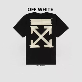 เสื้อยืดคอกลม แขนสั้น ผ้าฝ้าย พิมพ์ลาย OFF WHITE ทรงหลวม สําหรับผู้ชาย และผู้หญิง