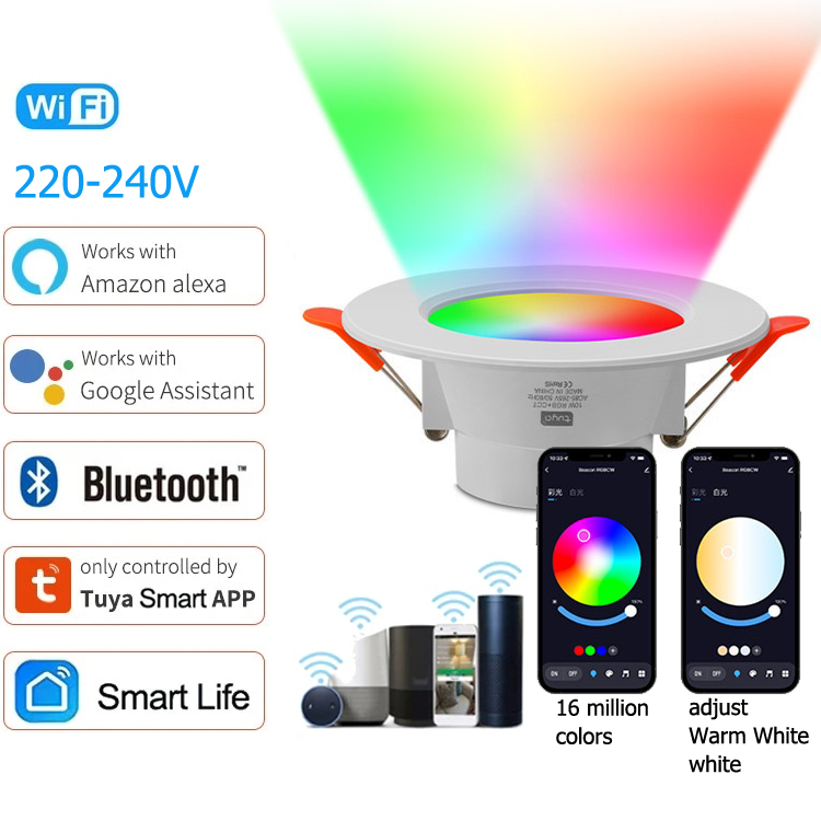 UNOLUX 10W 15W ไฟเพดานไร้สาย TUYA ดาวน์ไลท์อัจฉริยะ ไฟ RGB ไฟเพดานหรี่แสงได้ สำหรับตกแต่งเพดาน