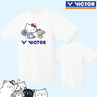 Victory เสื้อยืดแขนสั้น พิมพ์ลาย Badminton Jersey hello kitty แฟชั่นฤดูร้อน 2023