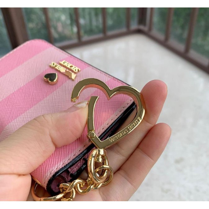 Victoria's Secret Victoria ใหม่ กระเป๋าสตางค์ใบสั้น ใส่บัตรได้ แต่งพู่ ขนาดเล็ก น่ารัก สําหรับผู้หญิง