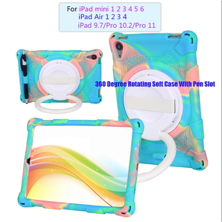 360° Rotation Silicone Case Stand Cover For For ipad 6th 5th 9.7 Air 3 2 1 9.7 Air 4 10.9 Pro 11 2022/21/20/18 Mini 6 5 4 3 2 1 Soft Silicon Shockproof Case