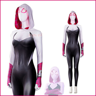 ชุดบอดี้สูท เครื่องแต่งกายคอสเพลย์ Spider Gwen Stacy Superhero เซ็กซี่ สําหรับผู้หญิง