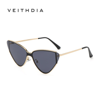 Veithdia ใหม่ แว่นตากันแดด กรอบโลหะ ทรงตาแมว ขนาดใหญ่ สไตล์เรโทร แฟชั่นสําหรับผู้หญิง S22333