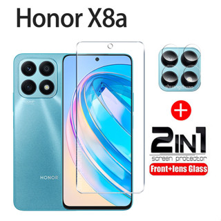 2 in 1 ฟิล์มกระจกนิรภัยกันรอยหน้าจอ และเลนส์ด้านหลัง แบบใส สําหรับ Honor X8a Honor X7a