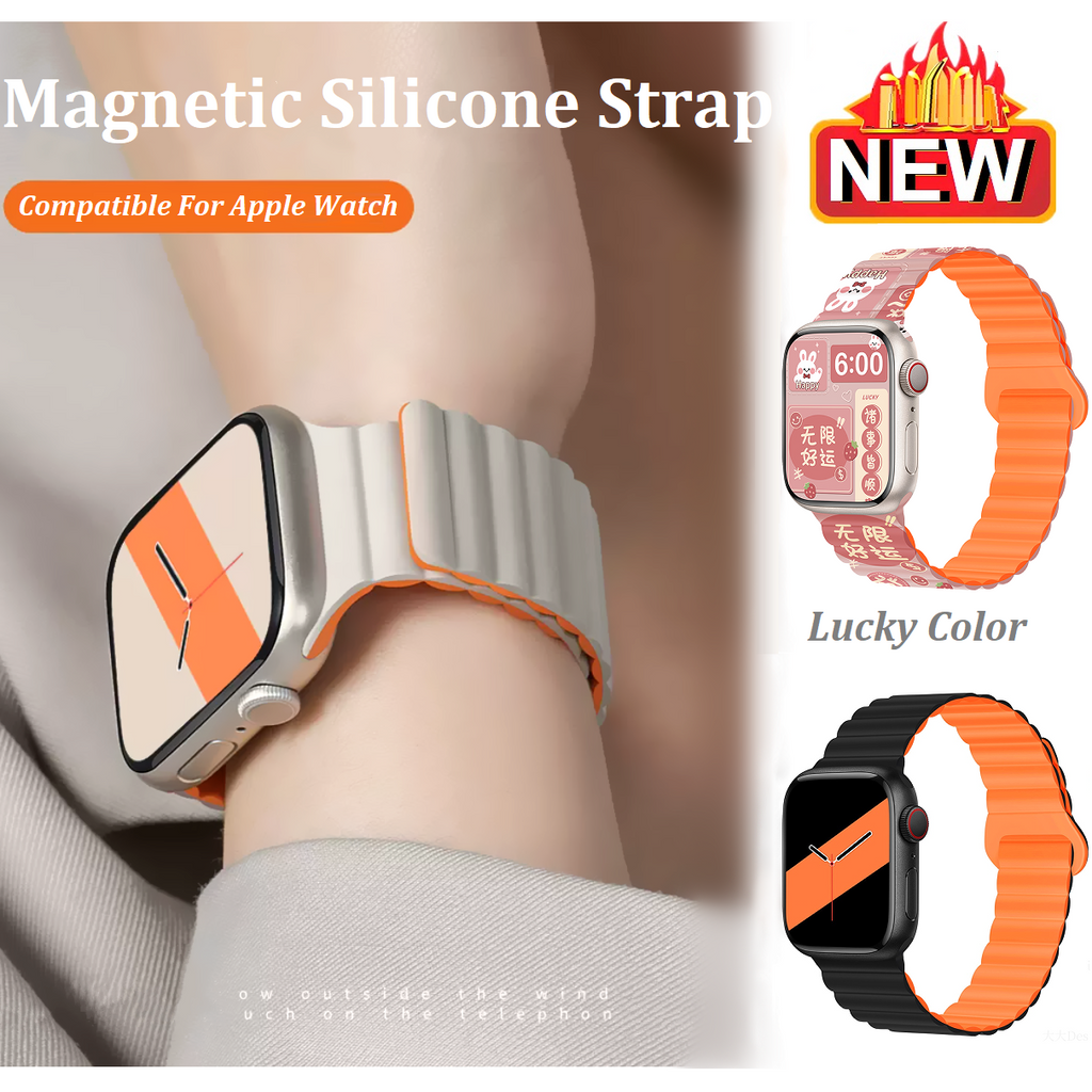 สีใหม่ ! สายนาฬิกาข้อมือซิลิโคน แม่เหล็ก สําหรับ Watch Strap Series11,10 9 8 สายแอปเปิ้ลวอช 7 6 สายแ