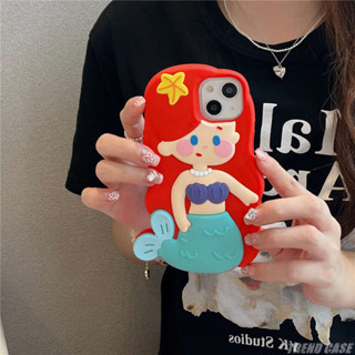 เคสโทรศัพท์มือถือแบบนิ่ม กันกระแทก ลายเจ้าหญิงดิสนีย์แอเรียล 3D สําหรับ IPhone 14 13 12 11 Pro Max 14 Pro