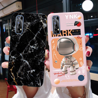 เคส Realme 7 RMX2151 / Realme 7 Pro RMX2170 นักบินอวกาศ สีดํา หินอ่อน เจลลี่ เคสโทรศัพท์ กันกระแทก ซิลิโคนนิ่ม TPU