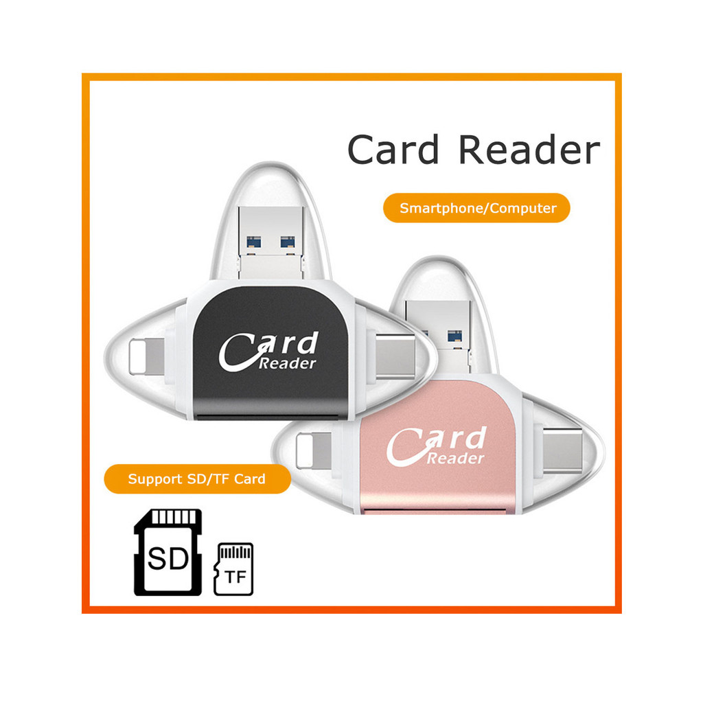 4 In 1 SD Reader การ์ดหน่วยความจํา Micro SD เพื่อดูภาพถ่ายและวิดีโอกล้องบน Windows Mac iPhone Android