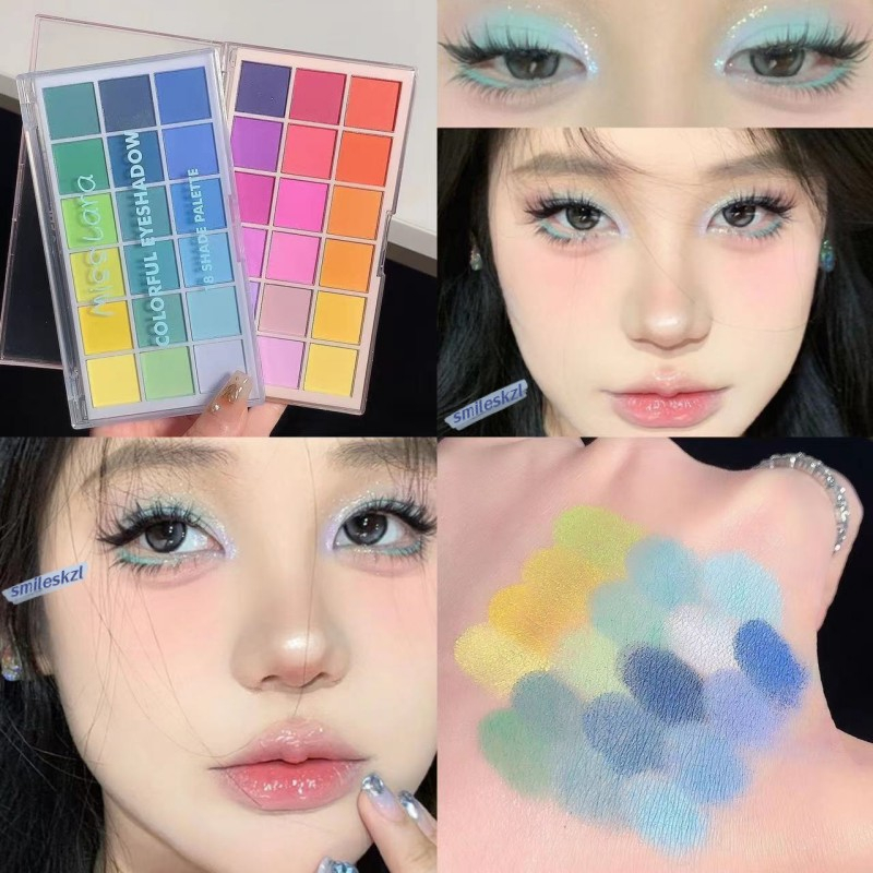 Miss Lara18 อายแชโดว์สีธรรมชาติไม่ง่ายที่จะถอด Matte Rainbow Palette ยุโรป American Stage แต่งหน้า
