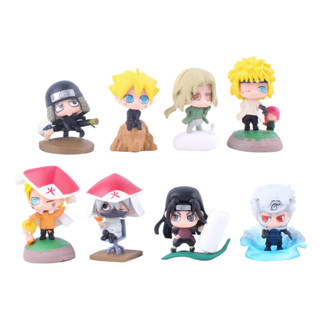 โมเดลฟิกเกอร์ PVC อนิเมะนารูโตะ Uzumaki Naruto Senju Hashirama Sarutobi Sasuke Tsunade Kakashi Q version ขนาด 4.5-6 ซม. 8 ชิ้น ต่อชุด