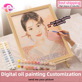 【PL Photo Custom】ภาพวาดสีน้ํามันบนผ้าใบ ตามตัวเลข 24 36 48 สี สําหรับผู้ใหญ่ ครอบครัว ของขวัญวันเกิด DIY