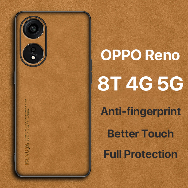 หนังกลับ เคส OPPO Reno 8T 5G 4G Case สัมผัสสบาย ป้องกันลายนิ้วมือ ปุ่มกดกันกระแทก ป้องกันกล้อง ป้องกันหน้าจอ กันกระแทกขอบ TPU นุ่ม Reno8 T