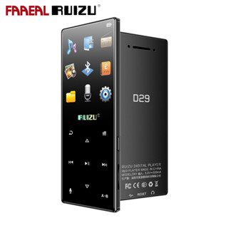 Faaeal RUIZU D29 เครื่องเล่น MP3 บลูทูธ โลหะ แบบพกพา เครื่องเล่นเพลง MP4 พร้อมลําโพงในตัว วิทยุ FM เครื่องบันทึกวิดีโอ E-Book เครื่องนับก้าว รองรับการ์ด TF