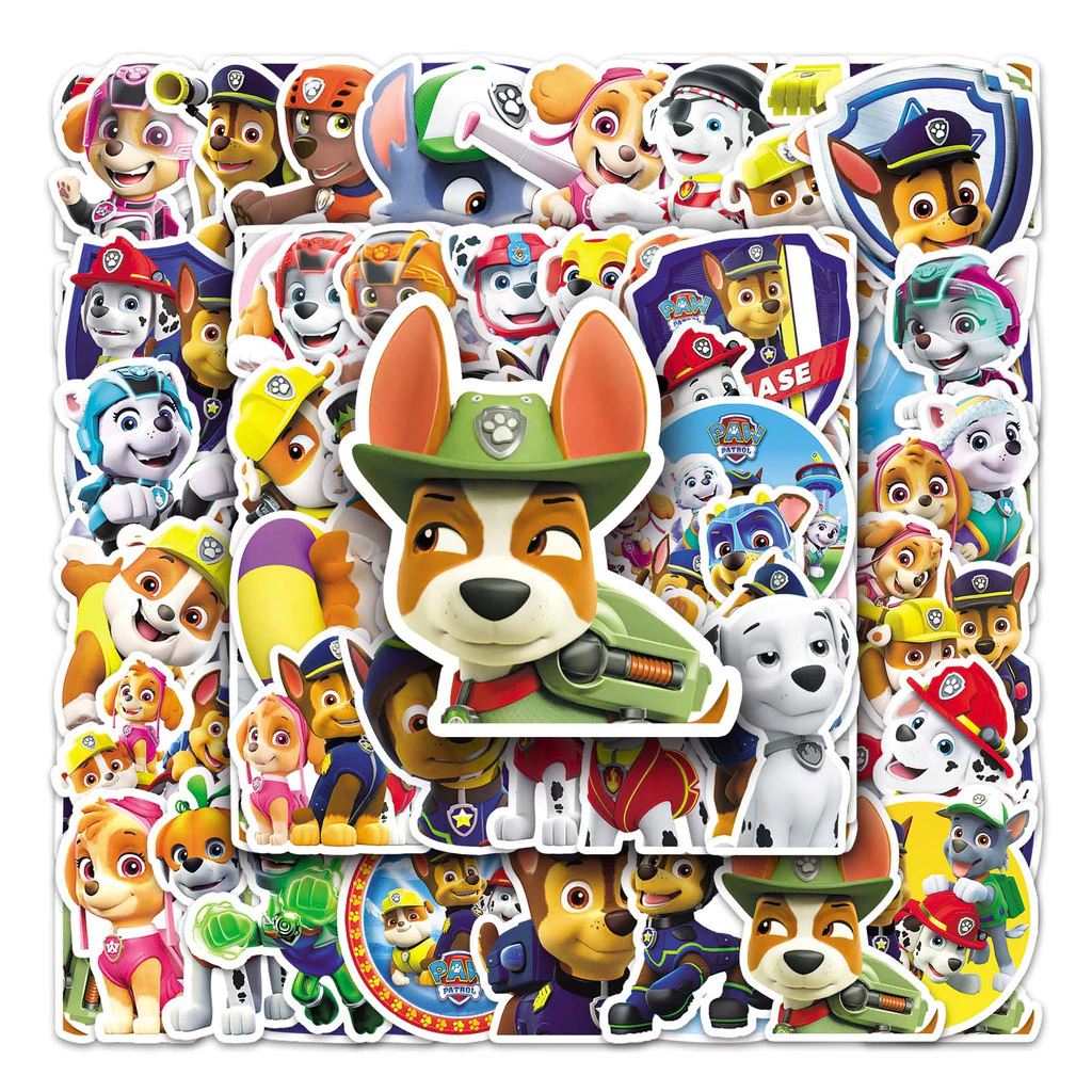 50 ชิ้นตลก PAW Patrol สติกเกอร์กันน้ํา DIY สําหรับโทรศัพท์แล็ปท็อปรถสติกเกอร์ Creative Home Decal