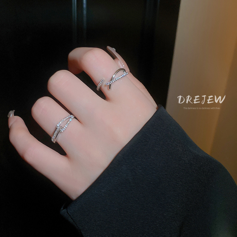 DREJEW แหวนแฟชั่น ประดับเพทาย แบบเปิด สไตล์เกาหลีใต้