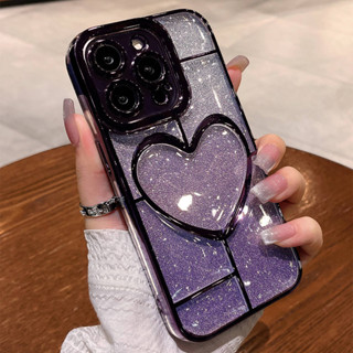 เคสโทรศัพท์มือถือ ไล่โทนสี ลายหัวใจ 3D แวววาว หรูหรา สําหรับ iPhone 14 13 12 11 Pro Max 14Plus