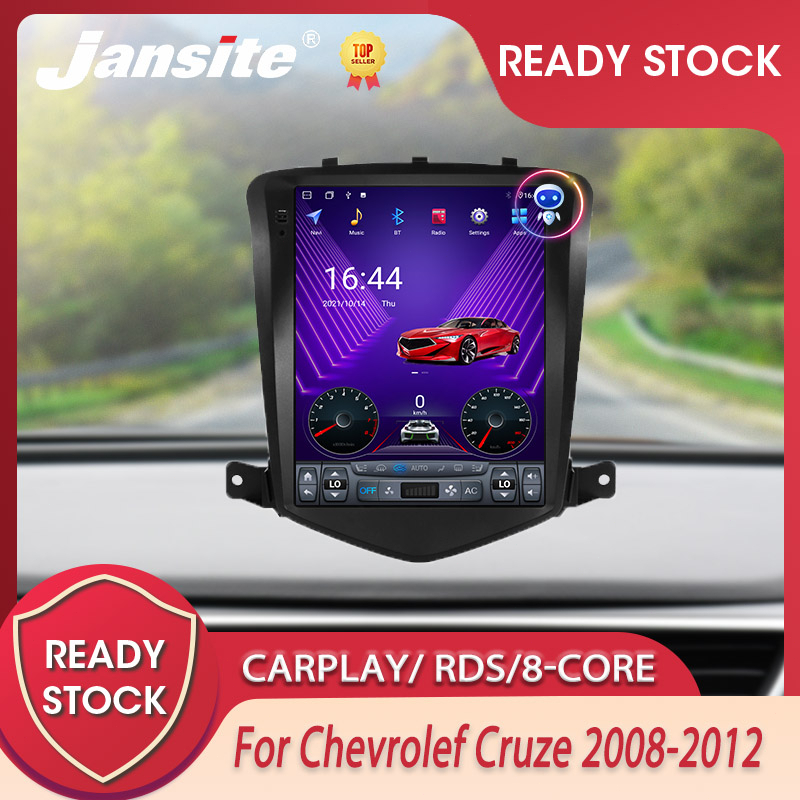 Jansite เครื่องเล่นมัลติมีเดีย หน้าจอ IPS สเตอริโอ 3D พร้อม GPS นําทาง Chevrolet Cruze 2008-2012 สําหรับ Android