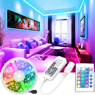 สายไฟ Led RGB 2835 5050 ขนาด 5 ม. 10 ม. 15 ม. 20 ม. เปลี่ยนสีได้ พร้อมรีโมตควบคุม Alexa WiFi สําหรับตกแต่งบ้าน ปาร์ตี้ ห้องนอน