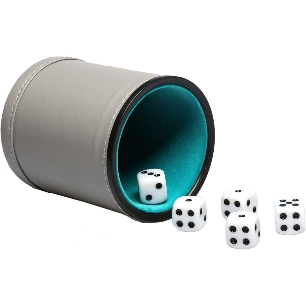 Leatherette Dice Cup Set Felt Lined with 16mm Dot Dices Shaker for Yahtzee Bar Party Dice Games - สี
